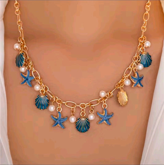 Blue Starfish Necklace