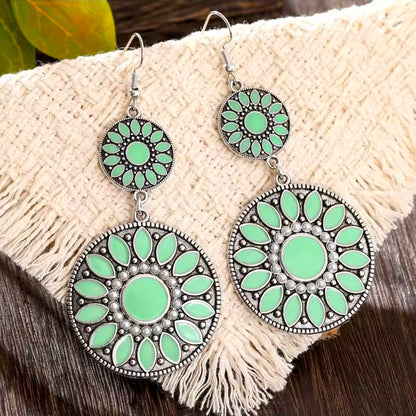 Flower Round Drop Earrings