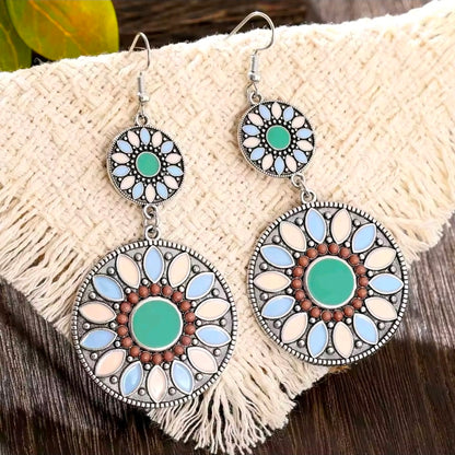 Flower Round Drop Earrings