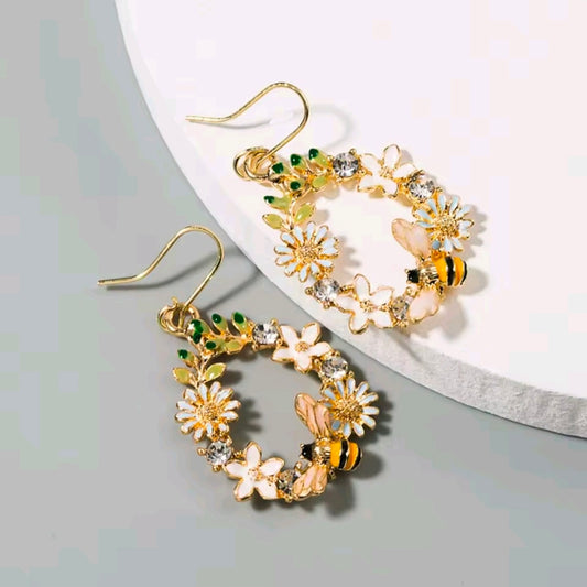 Flower Bee Earrings