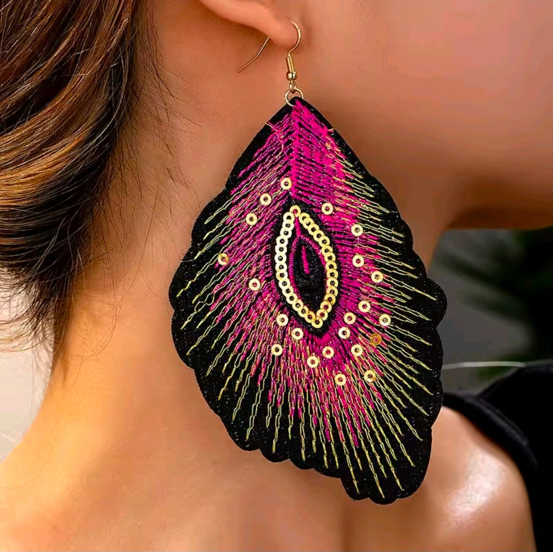 Bohemian Feather Look Earrings
